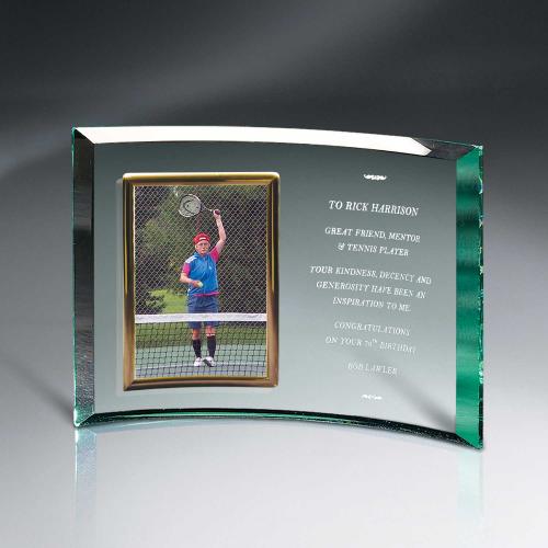 Corporate Awards - Glass Awards - Jade Glass Crescent With Frame