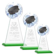 Employee Gifts - Edenwood Hockey Full Color/Etch Green Obelisk Crystal Award