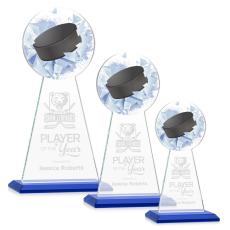 Employee Gifts - Edenwood Hockey Full Color/Etch Blue Obelisk Crystal Award