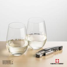 Employee Gifts - Swiss Force Opener & RIEDEL Stemless Wine