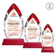 Employee Gifts - Marinello Full Color Red on Base Arch & Crescent Crystal Award