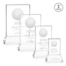 Employee Gifts - Pennington Golf Clear on Base Rectangle Crystal Award