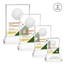 Employee Gifts - Pennington Golf Full Color Clear on Base Rectangle Crystal Award