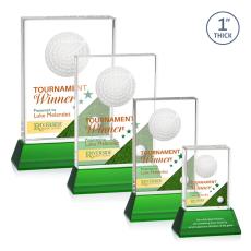 Employee Gifts - Pennington Golf Full Color Green on Base Rectangle Crystal Award