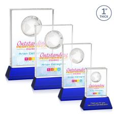 Employee Gifts - Ambassador Full Color Blue on Base Rectangle Crystal Award