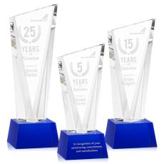 Employee Gifts - Plymouth Blue on Robson Base Peak Crystal Award