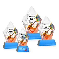 Employee Gifts - Devron Full Color Sky Blue on Base Crystal Award