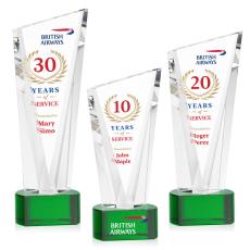 Employee Gifts - Plymouth Full Color Green on Paragon Base Peak Crystal Award