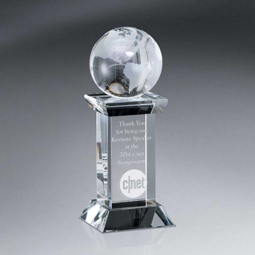 Corporate Awards - Crystal Awards - Optic Crystal Globe Tower
