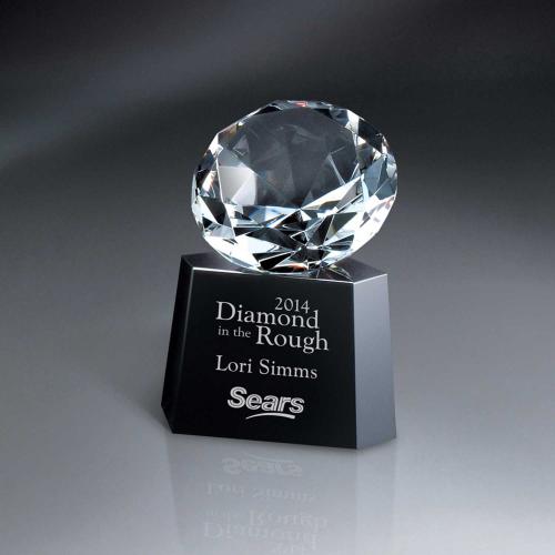 Corporate Awards - Crystal Awards - Optic Crystal Diamond on Black Base