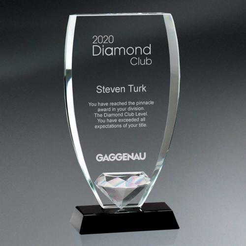 Corporate Awards - Glass Awards - Reflective Glass Shield and Diamond Award