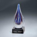 Blue And Gold Art Glass Drop Award