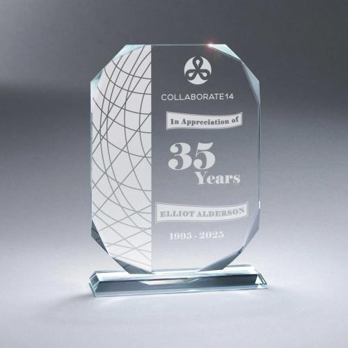 Corporate Awards - Crystal Awards - Beveled Octagon Crystal Plaque