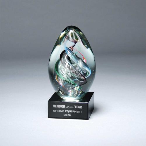 Corporate Awards - Glass Awards - Art Glass Awards - Blown Swirling Art Glass Award