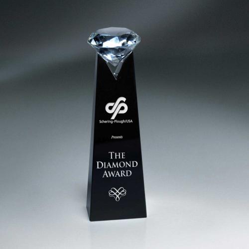 Corporate Awards - Crystal Awards - Black Crystal Diamond Tower Award
