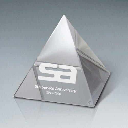 Corporate Awards - Crystal Awards - Optic Crystal Pyramid Paperweight