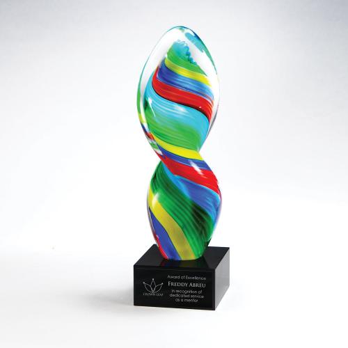 Corporate Awards - Glass Awards - Art Glass Awards - Twisted Rainbow Art Glass Award