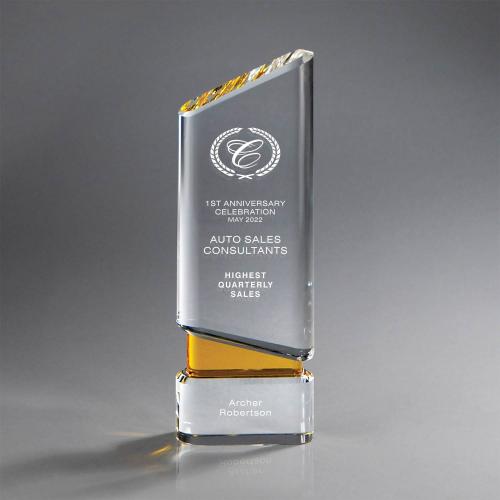 Corporate Awards - Crystal Awards - Amber Angular Crystal Award