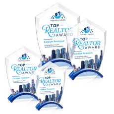 Employee Gifts - Pullman Full Color Blue Arch & Crescent Crystal Award