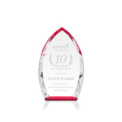 Corporate Awards - Crystal Awards - Colored Crystal - Red Crystal Awards - Wilton Red Arch & Crescent Crystal Award