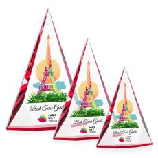 Employee Gifts - Rochester Full Color Red Pyramid Crystal Award