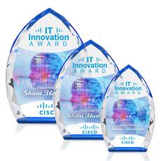 Employee Gifts - Wilton Full Color Blue Arch & Crescent Crystal Award