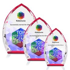 Employee Gifts - Wilton Full Color Red Arch & Crescent Crystal Award