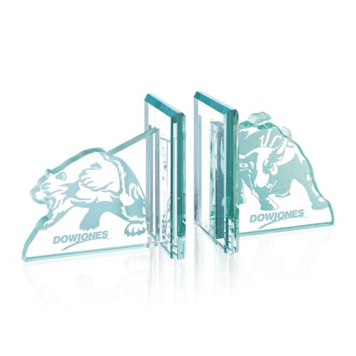 Corporate Recognition Gifts - Desk Accessories - Bull/Bear Bookends - Jade