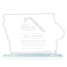 Employee Gifts - State Map  Iowa Abstract / Misc Glass Award