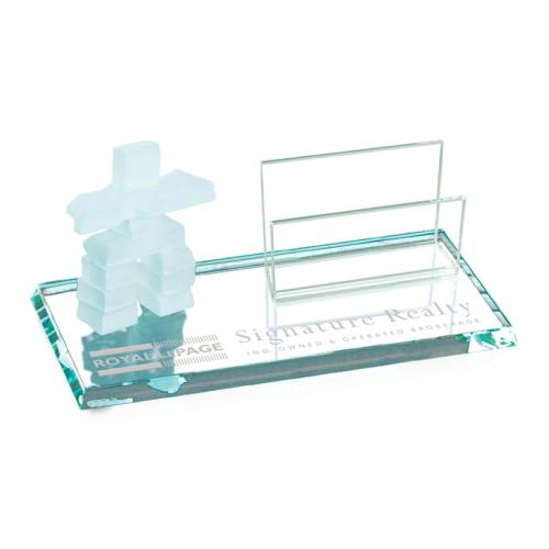 Corporate Recognition Gifts - Executive Gifts - Inukshuk Cardholder - Jade Standard Edge