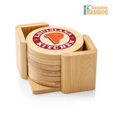 Employee Gifts - Yorkshire Bamboo Full Color Coaster Set - Round