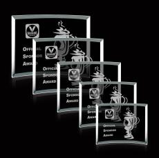 Curved Bevel Jade Rectangle Glass Award - Jade Glass Awards