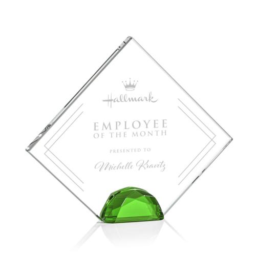 Corporate Awards - Glass Awards - Colored Glass Awards - Deerfield Green Diamond Crystal Award