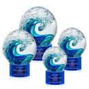 Surfside Blue on Marvel Base Spheres Glass Award