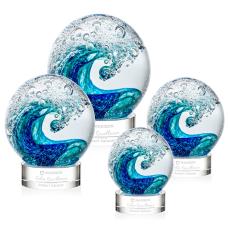 Employee Gifts - Surfside Clear on Stanrich Base Spheres Glass Award