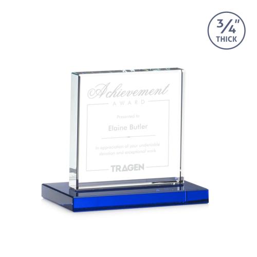 Corporate Awards - Glass Awards - Colored Glass Awards - Terra Blue Crystal Award