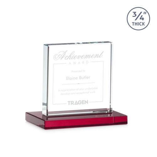 Corporate Awards - Crystal Awards - Colored Crystal - Red Crystal Awards - Terra Red  Crystal Award