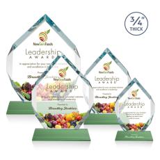 Employee Gifts - Royal Diamond Full Color Green on Newhaven Crystal Award