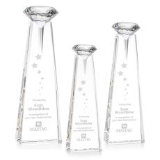 Employee Gifts - Alicia Gemstone Optical/Diamond Obelisk Crystal Award