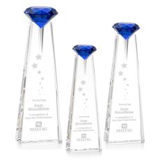 Employee Gifts - Alicia Gemstone Optical/Sapphire Obelisk Crystal Award