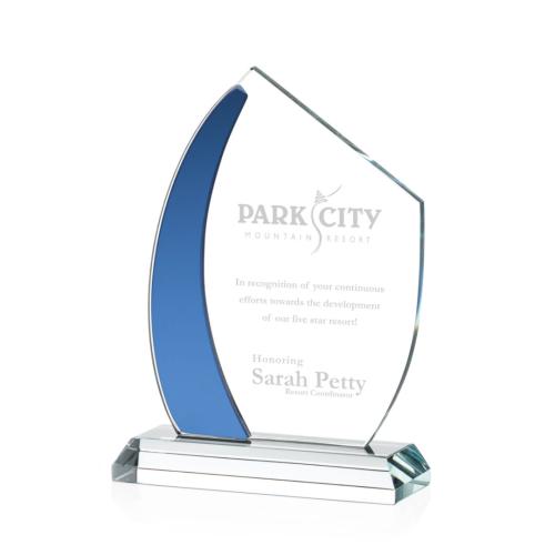 Corporate Awards - Glass Awards - Colored Glass Awards - Hausner Blue Peak Crystal Award