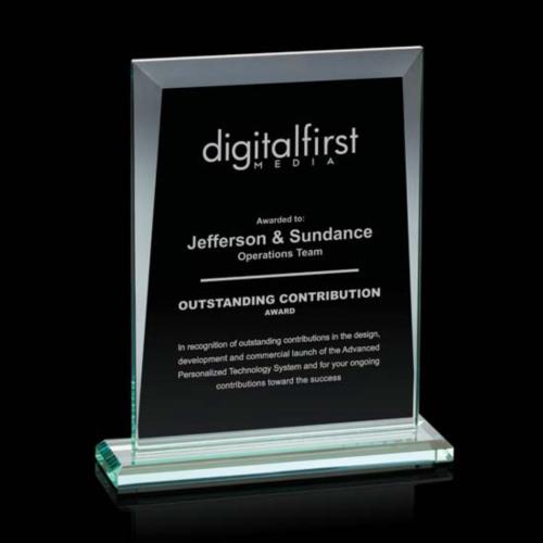 Corporate Awards - Glass Awards - Jade Glass Awards - Sullivan Jade Rectangle Glass Award