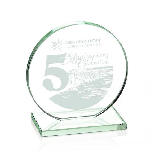 Corporate Awards - Crystal Awards - Colored Crystal - Victoria Jade Circle Glass Award