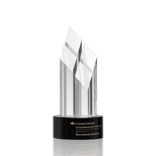 Corporate Awards - Crystal Awards - Crystal Pillar Awards - Overton Black Obelisk Crystal Award