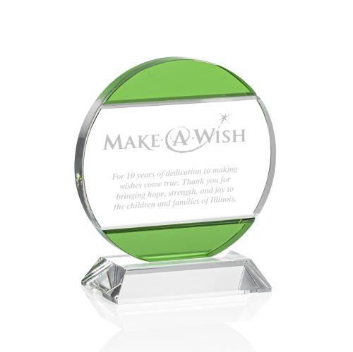 Corporate Awards - Crystal Awards - Colored Crystal - Carmichael Circle Crystal Award