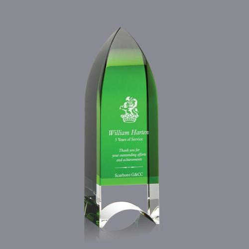 Corporate Awards - Crystal Awards - Crystal Pillar Awards - Emerald Tower Obelisk Crystal Award