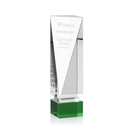 Corporate Awards - Crystal Awards - Colored Crystal - Serenity Obelisk Crystal Award