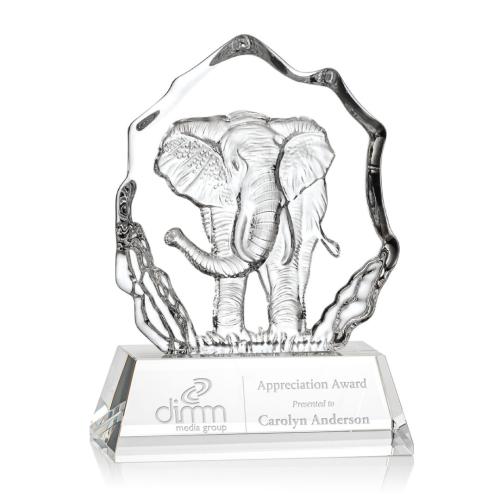 Corporate Awards - Crystal Awards - Colored Crystal - Red Crystal Awards - Ottavia Elephant Animals Crystal Award