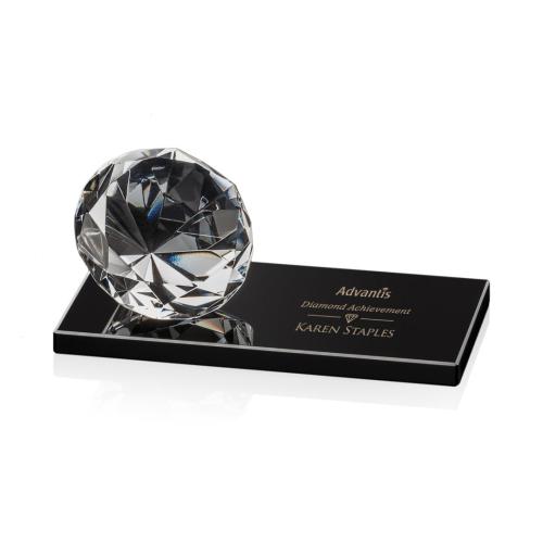 Corporate Awards - Award Shapes - Diamond Awards - Gemstone Diamond on Black Crystal Award