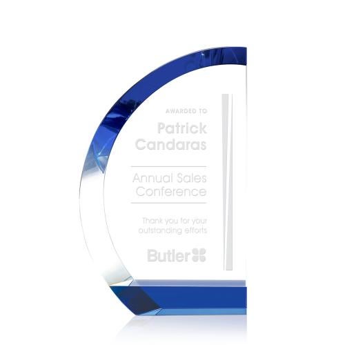 Corporate Awards - Crystal Awards - Colored Crystal - Mellville Sail Crystal Award